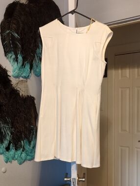 Speechless Cream Shift Dress with Pleated Front